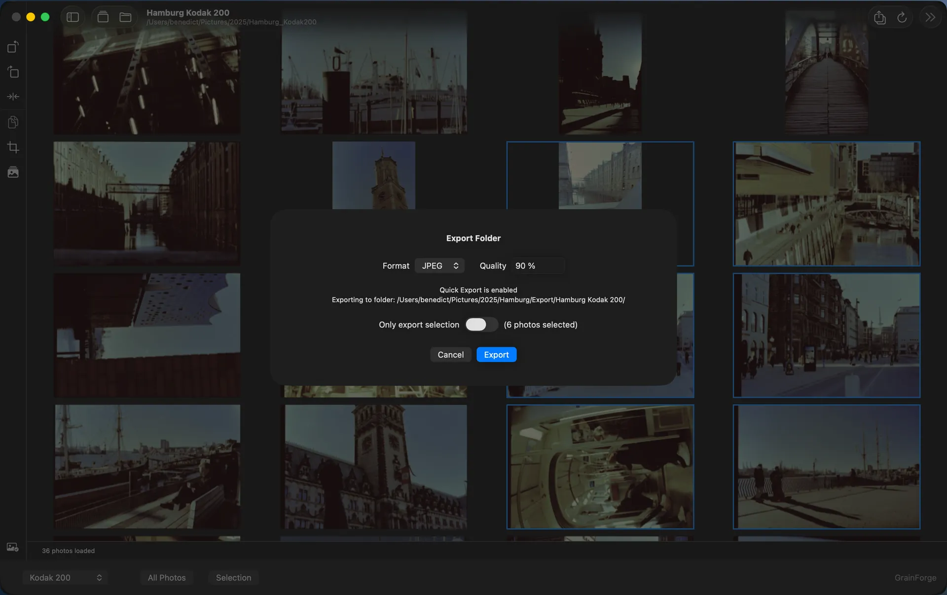 Export view
